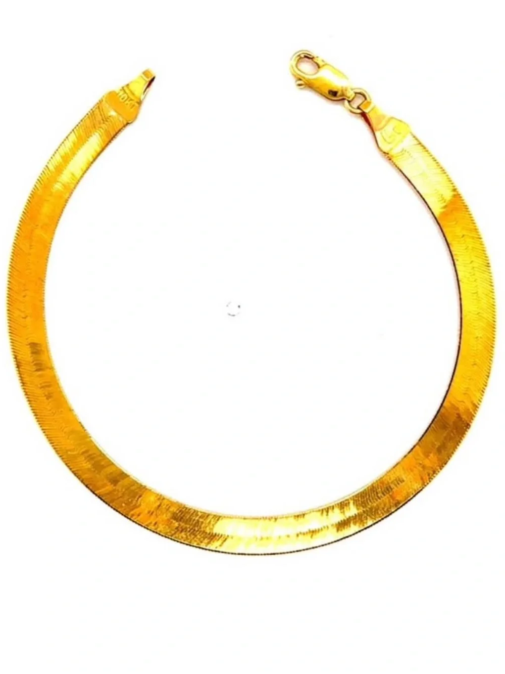 THICK X Large 10K solid gold bracelet cuff herringbone solid 10K bracelet lk New